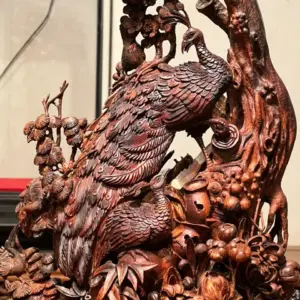 Tượng Phu Thê Gỗ Sưa Già Cao 45cm