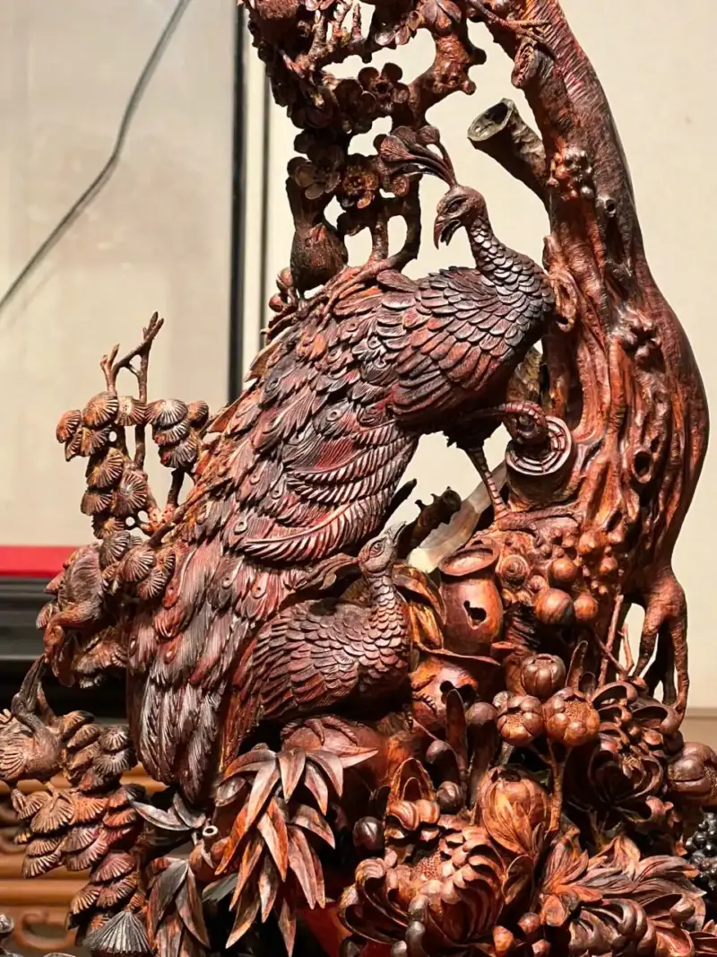 Tượng Phu Thê Gỗ Sưa Già Cao 45cm