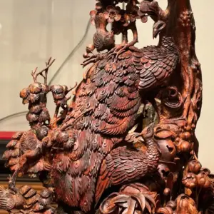 Tượng Phu Thê Gỗ Sưa Già Cao 45cm