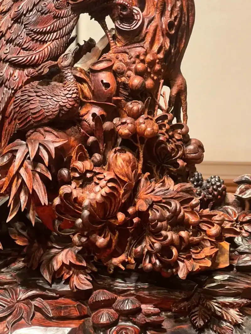 Tượng Phu Thê Gỗ Sưa Già Cao 45cm