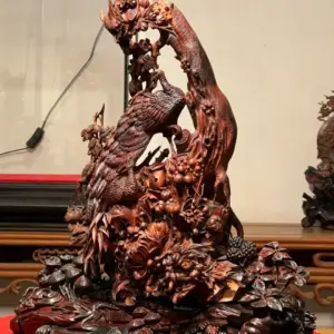Tượng Phu Thê Gỗ Sưa Già Cao 45cm