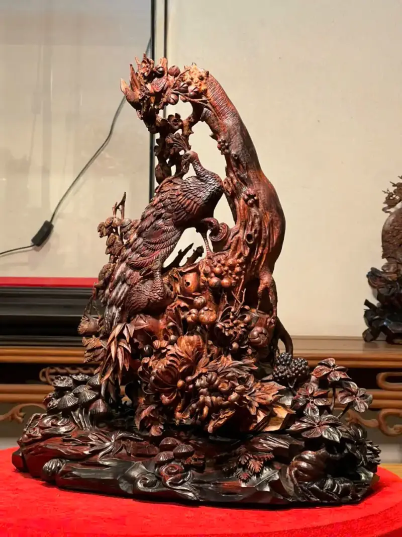 Tượng Phu Thê Gỗ Sưa Già Cao 45cm