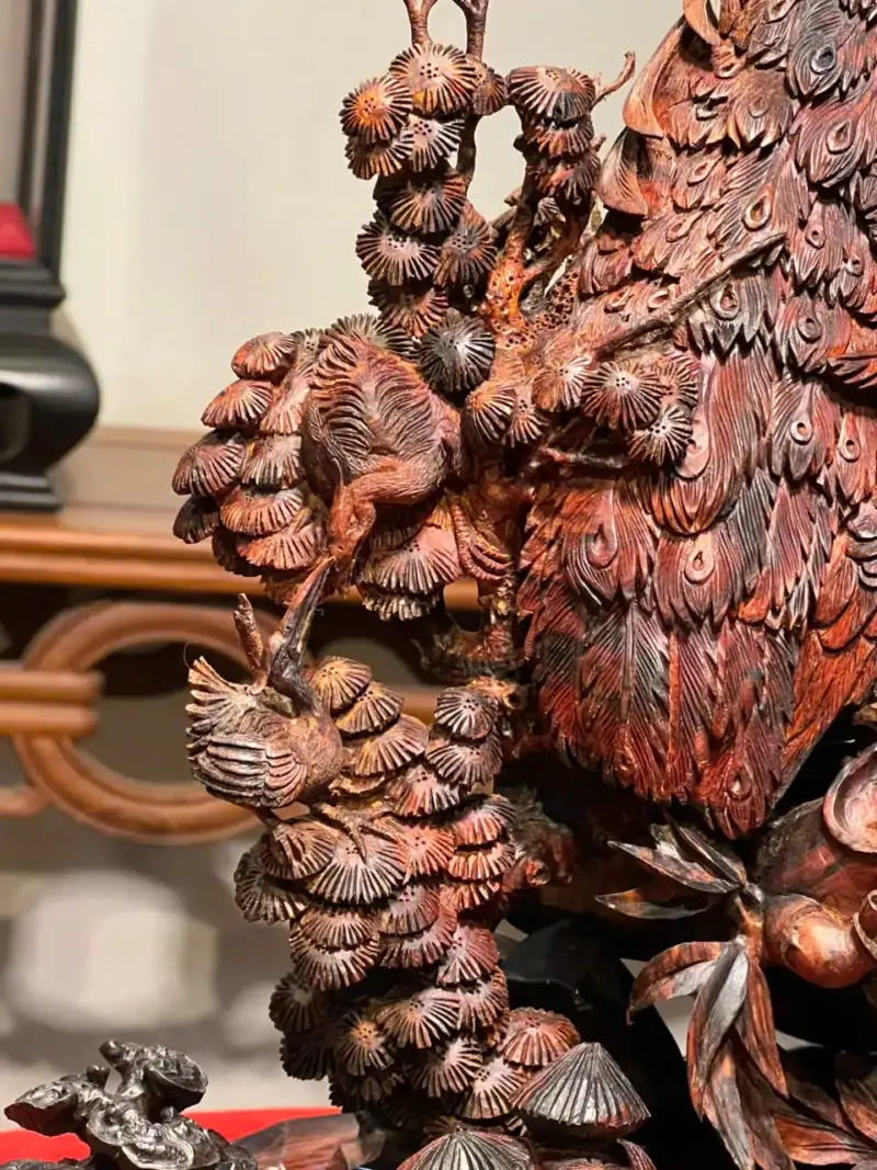 Tượng Phu Thê Gỗ Sưa Già Cao 45cm
