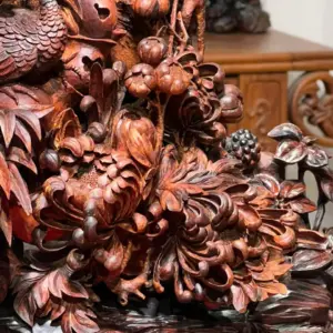 Tượng Phu Thê Gỗ Sưa Già Cao 45cm