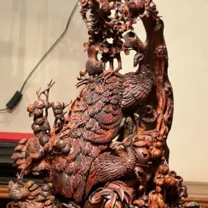 Tượng Phu Thê Gỗ Sưa Già Cao 45cm