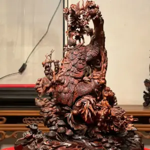 Tượng Phu Thê Gỗ Sưa Già Cao 45cm