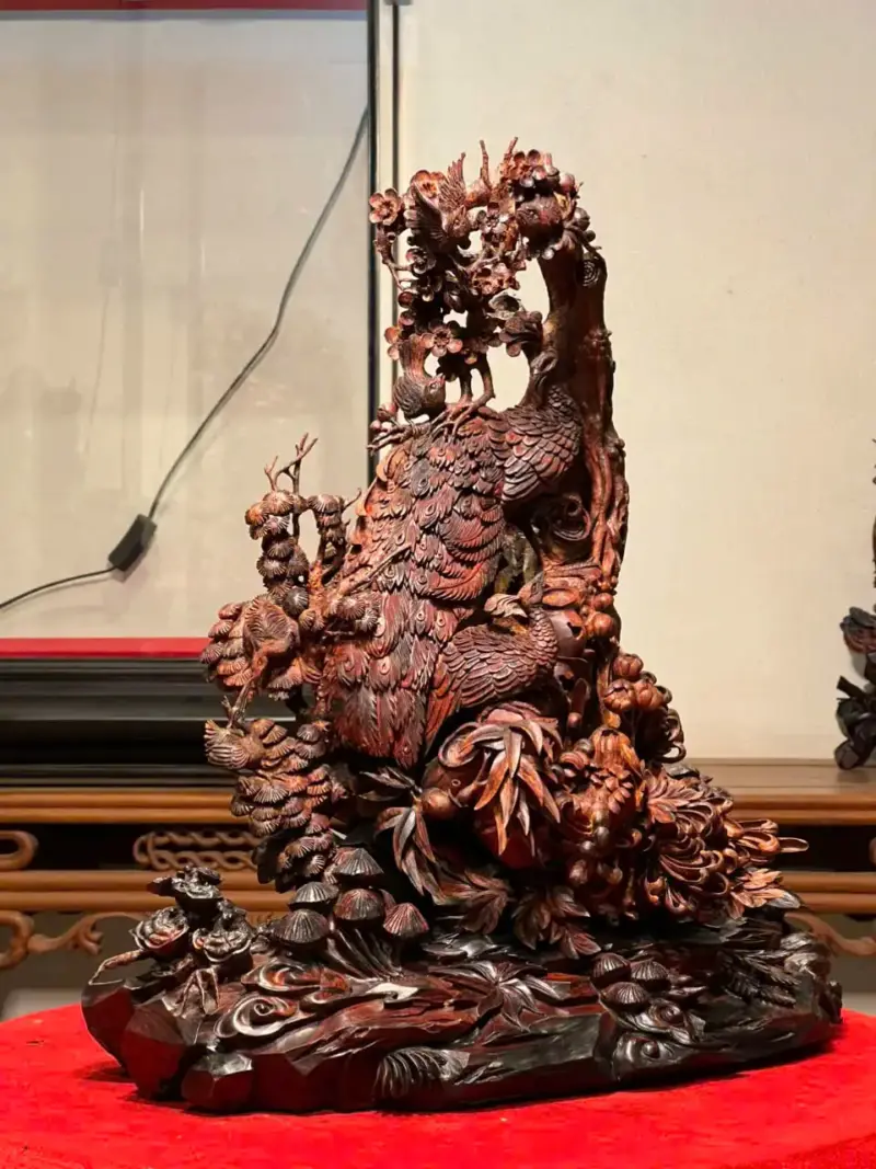 Tượng Phu Thê Gỗ Sưa Già Cao 45cm