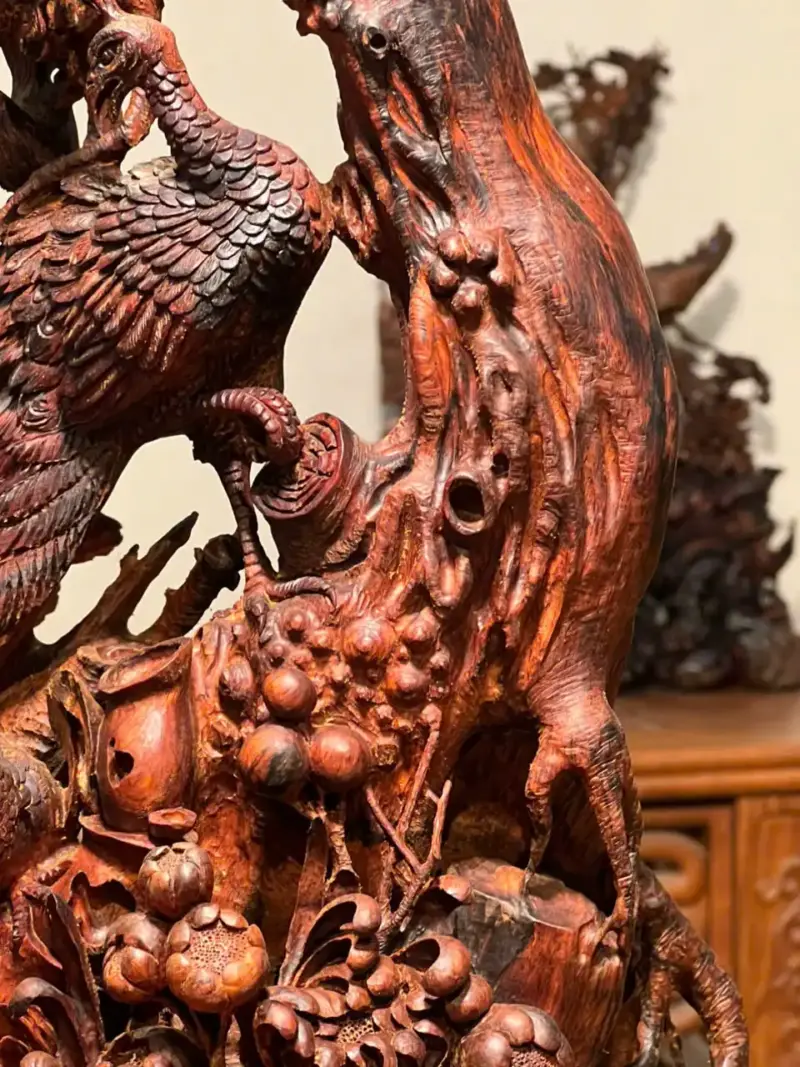 Tượng Phu Thê Gỗ Sưa Già Cao 45cm