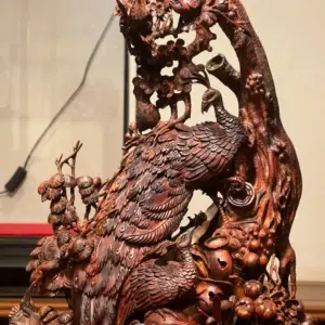 Tượng Phu Thê Gỗ Sưa Già Cao 45cm