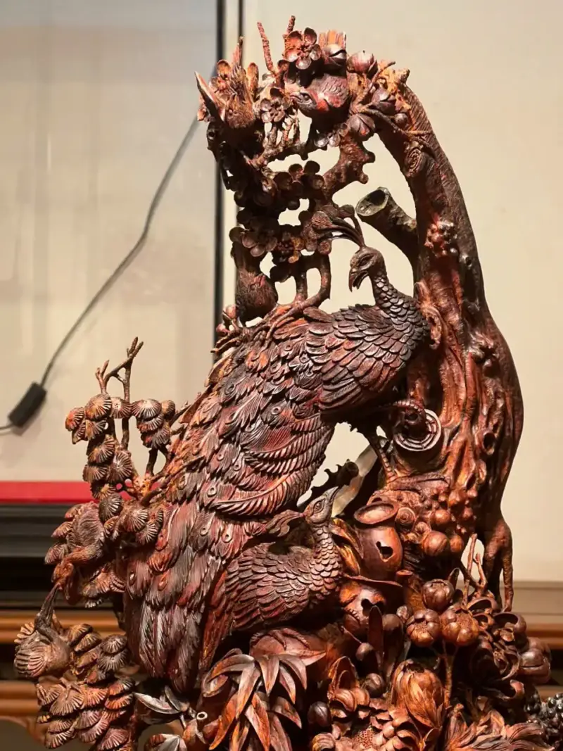 Tượng Phu Thê Gỗ Sưa Già Cao 45cm