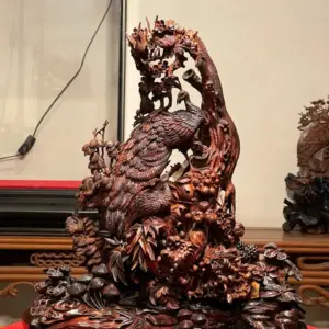 Tượng Phu Thê Gỗ Sưa Già Cao 45cm