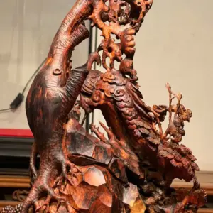 Tượng Phu Thê Gỗ Sưa Già Cao 45cm