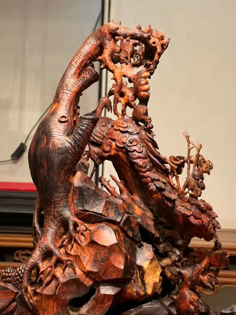 Tượng Phu Thê Gỗ Sưa Già Cao 45cm