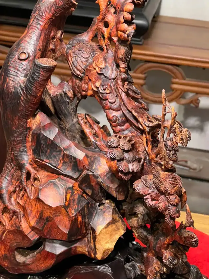 Tượng Phu Thê Gỗ Sưa Già Cao 45cm