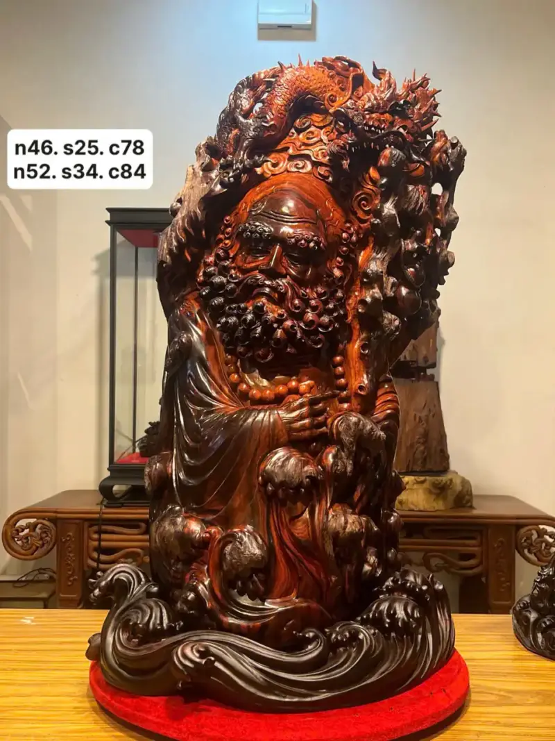 Tượng Diện Đạt Ma Gỗ Nu Trắc Cao 84cm