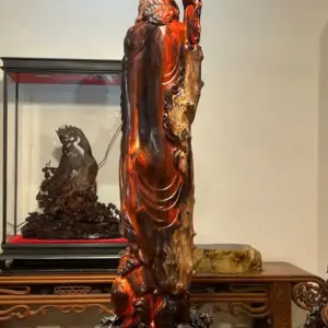 Tượng Đạt Ma Đứng Gỗ Nu Trắc Cao 85cm