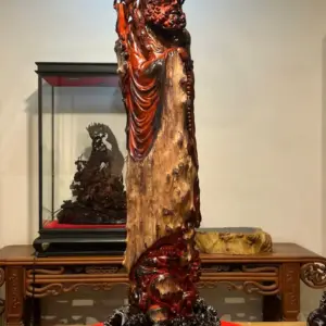 Tượng Đạt Ma Đứng Gỗ Nu Trắc Cao 85cm