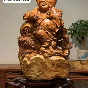 Tượng Di Lặc Gỗ Nu Ngọc Am Cao 73cm