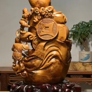 Tượng Di Lặc Gỗ Nu Ngọc Am Cao 73cm