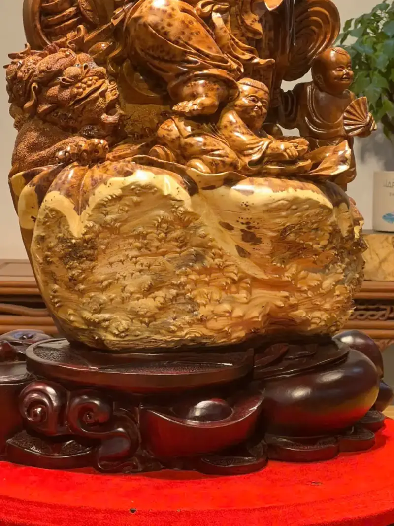 Tượng Di Lặc Gỗ Nu Ngọc Am Cao 73cm