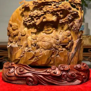 Tượng Di Lặc Gỗ Hoàng Đàn Cao 27cm