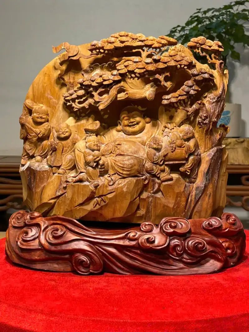 Tượng Di Lặc Gỗ Hoàng Đàn Cao 27cm