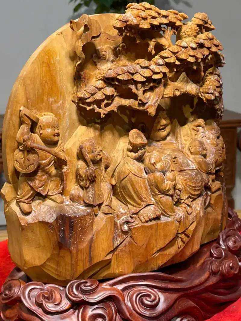 Tượng Di Lặc Gỗ Hoàng Đàn Cao 27cm