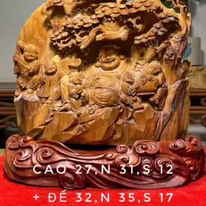 Tượng Di Lặc Gỗ Hoàng Đàn Cao 27cm