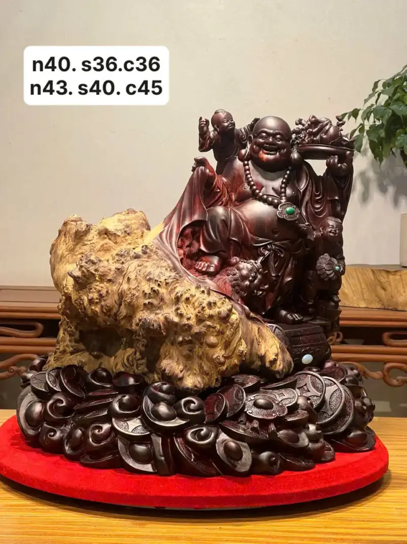 Tượng Di Lặc Gỗ Nu Cẩm Cao 45cm