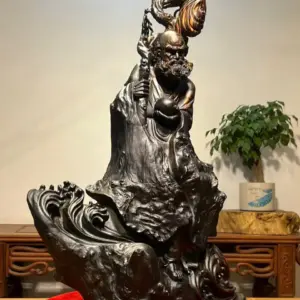 Tượng Đạt Ma Gỗ Mun Hoa Cao 71cm