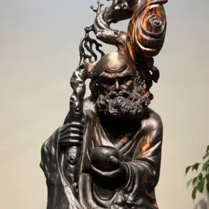Tượng Đạt Ma Gỗ Mun Hoa Cao 71cm
