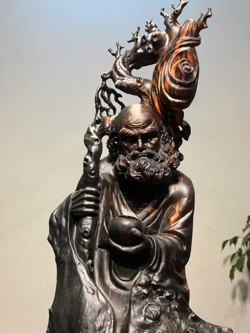 Tượng Đạt Ma Gỗ Mun Hoa Cao 71cm