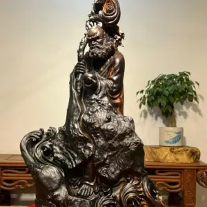 Tượng Đạt Ma Gỗ Mun Hoa Cao 71cm