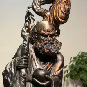 Tượng Đạt Ma Gỗ Mun Hoa Cao 71cm