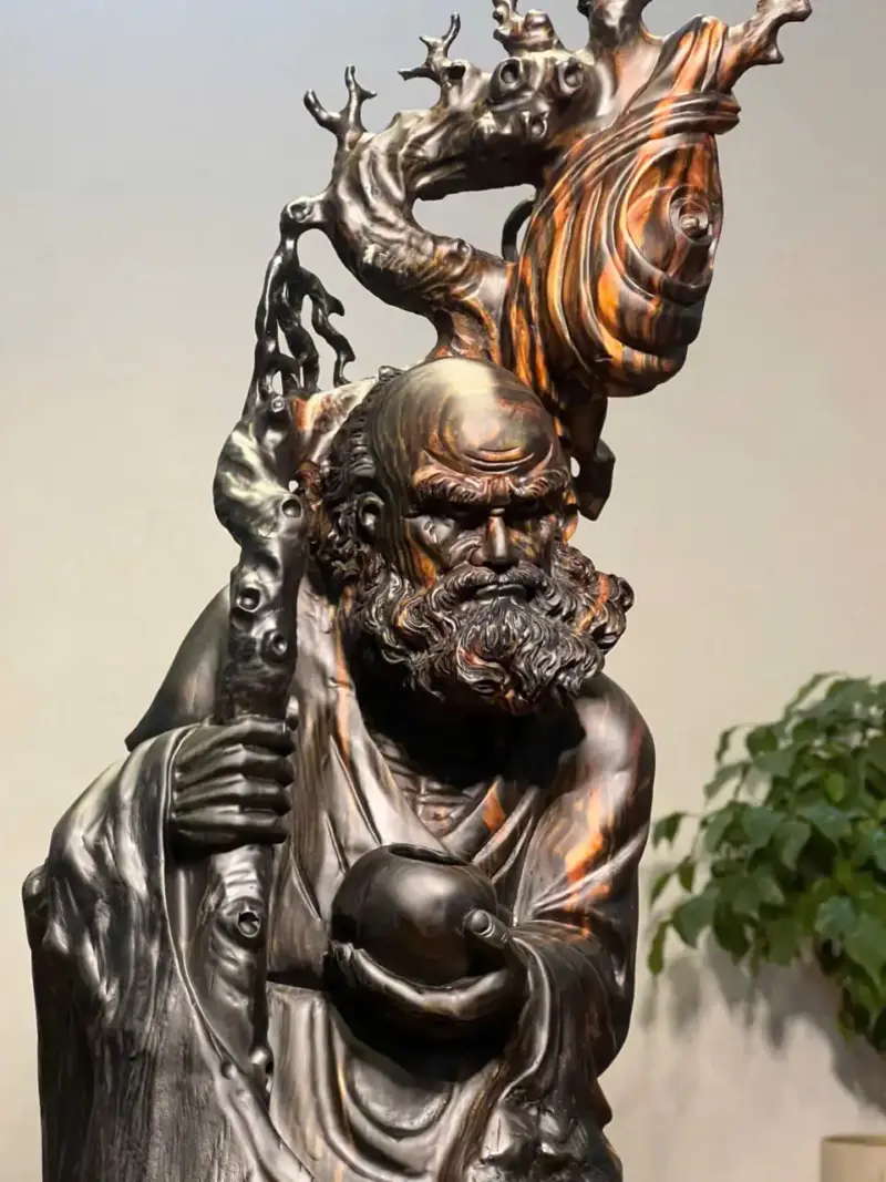 Tượng Đạt Ma Gỗ Mun Hoa Cao 71cm