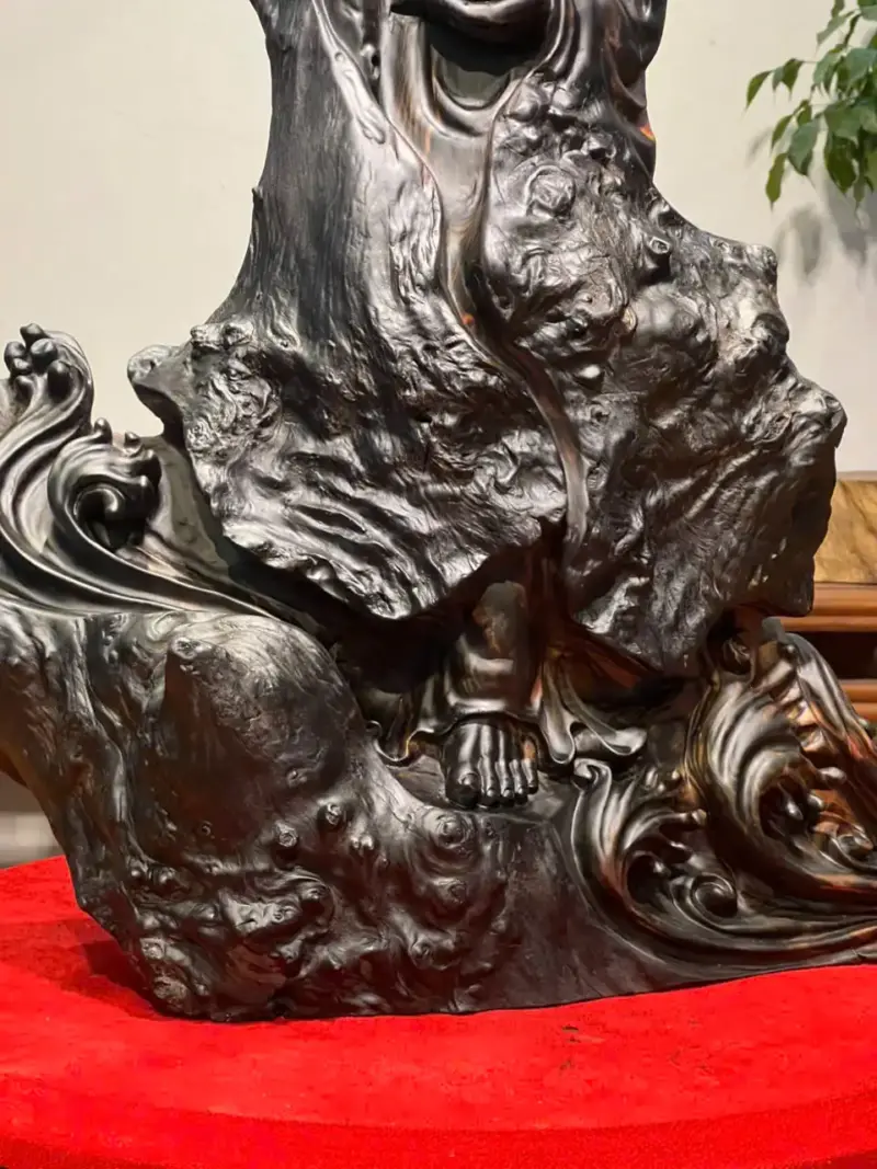 Tượng Đạt Ma Gỗ Mun Hoa Cao 71cm
