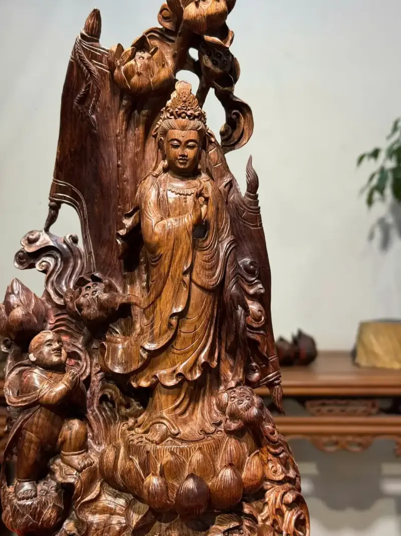 Tượng Phật Bà Gỗ Sưa Cao 46cm