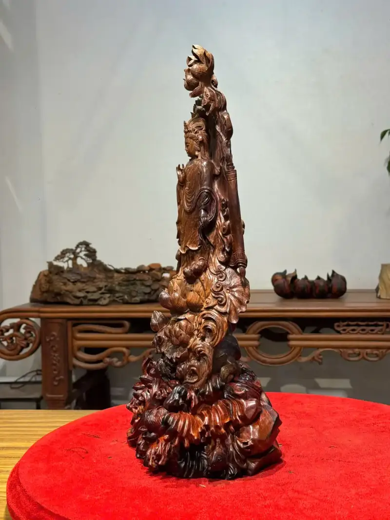 Tượng Phật Bà Gỗ Sưa Cao 46cm