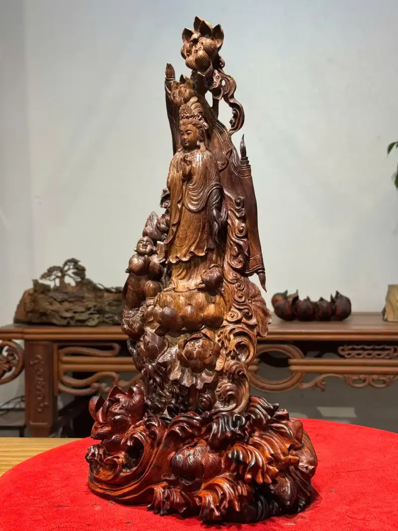 Tượng Phật Bà Gỗ Sưa Cao 46cm