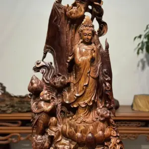 Tượng Phật Bà Gỗ Sưa Cao 46cm