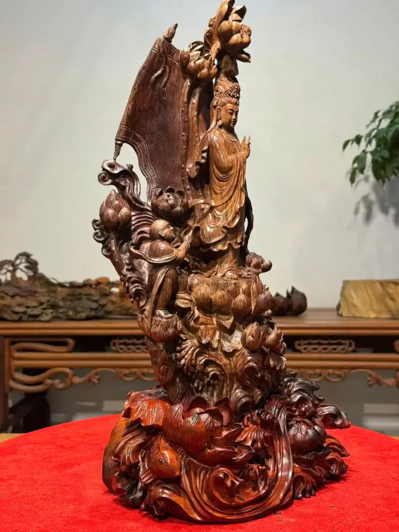 Tượng Phật Bà Gỗ Sưa Cao 46cm