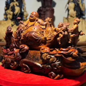 Tượng Di Lặc Gỗ Sưa Già Cao 34cm