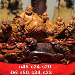 Tượng Di Lặc Gỗ Sưa Già Cao 34cm