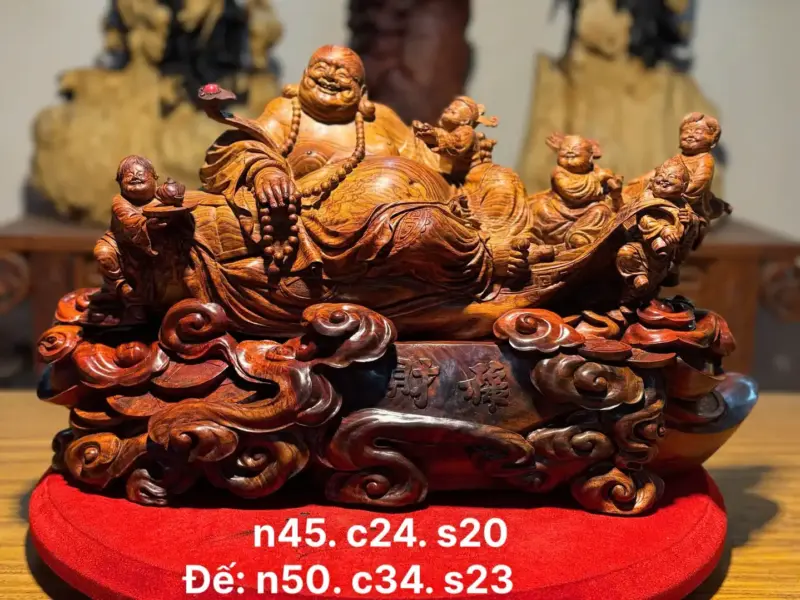 Tượng Di Lặc Gỗ Sưa Già Cao 34cm