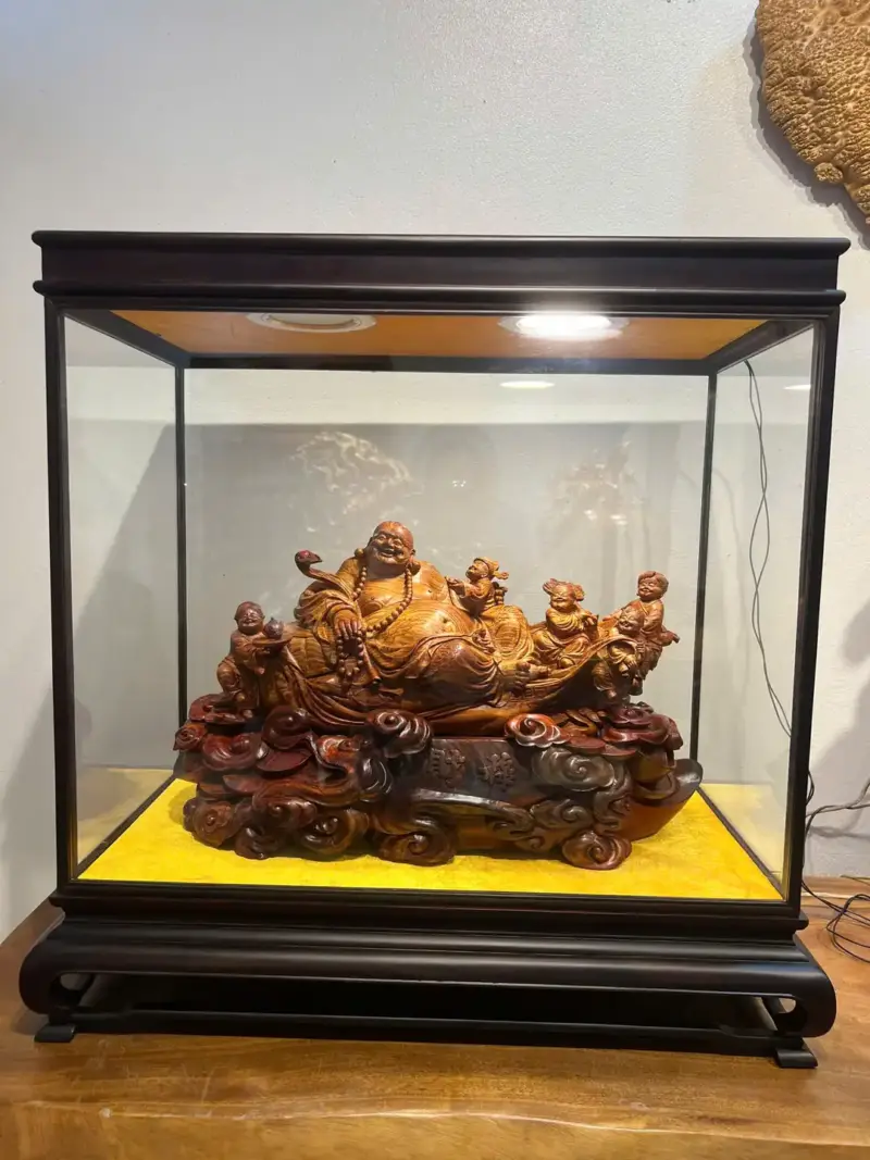 Tượng Di Lặc Gỗ Sưa Già Cao 34cm
