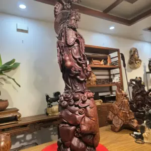 Tượng Đạt Ma Gỗ Nu Tử Đàn Đỏ Cao 126cm