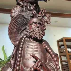 Tượng Đạt Ma Gỗ Nu Tử Đàn Đỏ Cao 126cm
