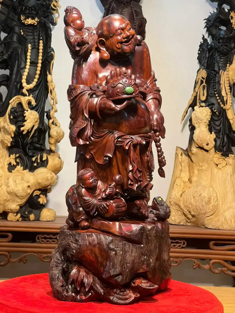 Tượng Di Lặc Gỗ Trắc Cao 65cm