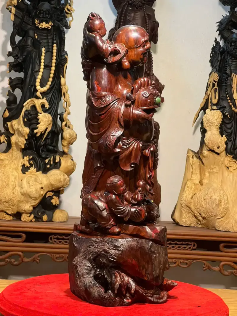 Tượng Di Lặc Gỗ Trắc Cao 65cm