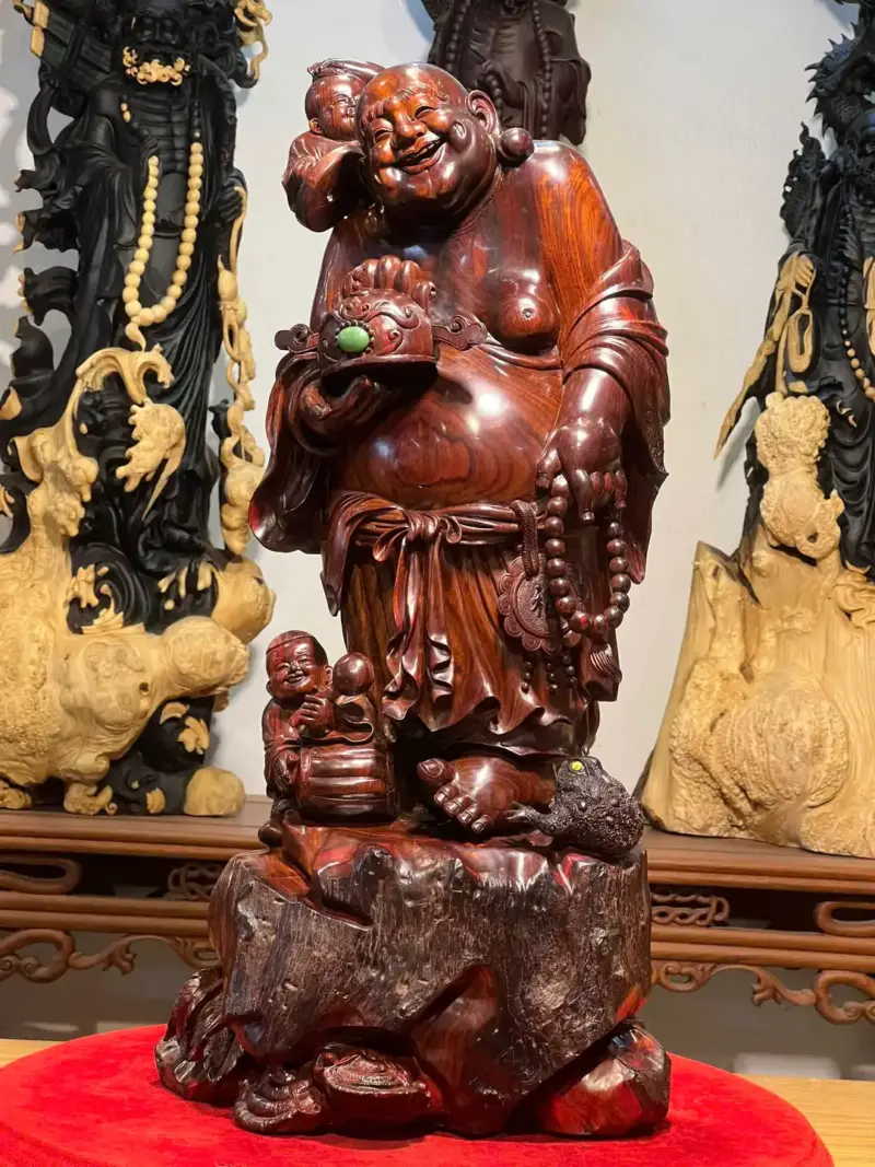 Tượng Di Lặc Gỗ Trắc Cao 65cm